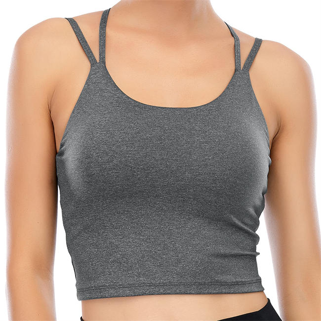  Womens Padded Sports Bra Fitness Workout Running Camisole Crop Top with Built in Bra