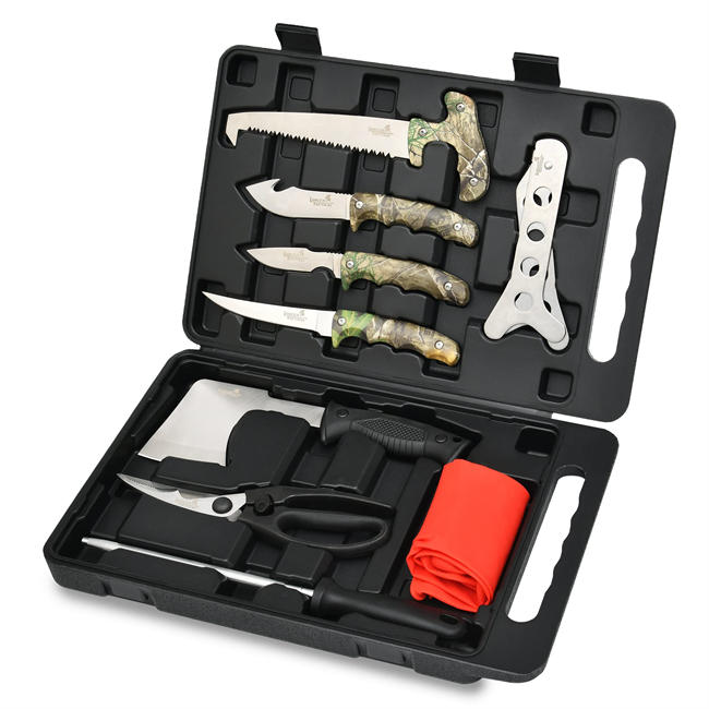 Hunting Deer Knife Set Field Dressing Kit Portable Butcher Game Processor Set, 12 Pieces