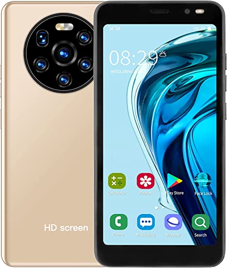 Vbestlife Unlocked Android Smartphone, 4GB+512MB RAM, with 5.45in Display, 2MP Rear Camera, 3G Dual Card Dual Standby Mobile Phone(Gold)