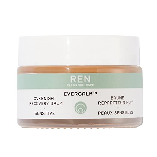 REN Clean Skincare Nighttime Facial Moisturizer - Evercalm Overnight Recovery Balm for Face and Body Provides Skin Barrier Protection to Repair Rosacea, Redness and Irritation for Sensitive Skin