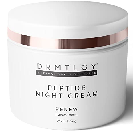 DRMTLGY Peptide Night Cream Face Moisturizer. Fragrance Free and Oil Free Hydrating Facial Moisturizer for All Skin Types.