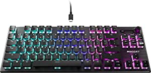 ROCCAT Vulcan TKL Mechanical PC Tactile Gaming Keyboard, Compact, Tenkeyless, Titan Switch Optical, RGB AIMO Lighting, Anodized Aluminum Top Plate, Detachable USB-C Cable, Low Profile Design, Black