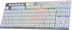 Redragon K621 Horus TKL Wireless RGB Mechanical Keyboard, 5.0 BT/2.4 Ghz/Wired Three Modes 80% Ultra-Thin Low Profile Bluetooth Keyboard w/Dedicated Media Control & Linear Red Switches, White