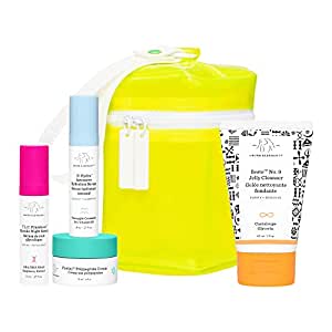 Drunk Elephant Littles Night Out Evening Skin Kit – Night Skin Care Set. Beste No. 9 Jelly Cleaner, T.L.C. Framboos Glycolic Night Serum, B-Hydra Intensive Hydration Serum, Protini Peptide Cream