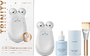 NuFACE Limited-Edition Trinity Microcurrent Skincare Regimen – Facial Toning Device with Silk Crème Activator, Super Peptide Booster and Applicator Brush