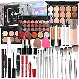 Makeup Kit for Women Full Kit Makeup Set for Girls Teens Gift All In One Makeup Kit Eyeshadow Palette,Lipstick,Lipgloss,Foundation,Concealer,Mascara,Eyebrow Pencil,Eyeliner,Contour Stick,Powder Puff,Makeup Brushes,Pressed Powder,Cosmetic Bag