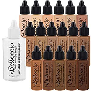 Belloccio Master Set Of All 17 Foundation Shades of Belloccio's Professional Cosmetic Airbrush Makeup, 1/2 oz. Bottles plus a 2 oz. Moisturizing Primer