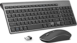 Wireless Keyboard and Mouse,J JOYACCESS 2.4G Ergonomic and Slim Wireless Computer Keyboard Mouse Designed for Windows, PC, Laptop,Tablet - Black Grey