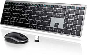 Wireless Keyboard and Mouse, Ultra Slim Silent Keyboard with Responsive & Low Profile Keys, Tilt Angle, Sleep Mode, 2.4GHz USB Cordless Mouse Combo for Computer, PC, Chromebook - Trueque (Mac-Grey)