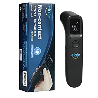 Elate No-Touch Forehead Thermometer | Non-Contact Touchless Digital Forehead Thermometer for Adults and Kids| Touchless Baby Thermometer | New Oct 2022 | Black