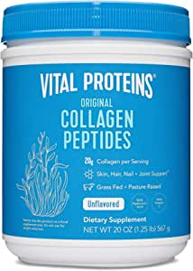 Vital Proteins Collagen Peptides Powder with Hyaluronic Acid and Vitamin C, Unflavored, 20 oz