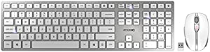 CHERRY DW 9100 Slim Wireless Keyboard and Mouse Set Combo Rechargeable with SX Scissor Mechanism, Silent keystroke Quiet Typing with Thin Design for Work or Home Office. (White & Silver)